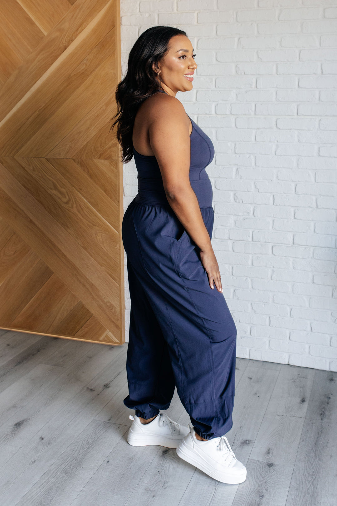 Raising Heart Rate Cut Out Jumpsuit in Navy-Jumpsuits & Rompers-Inspired by Justeen-Women's Clothing Boutique