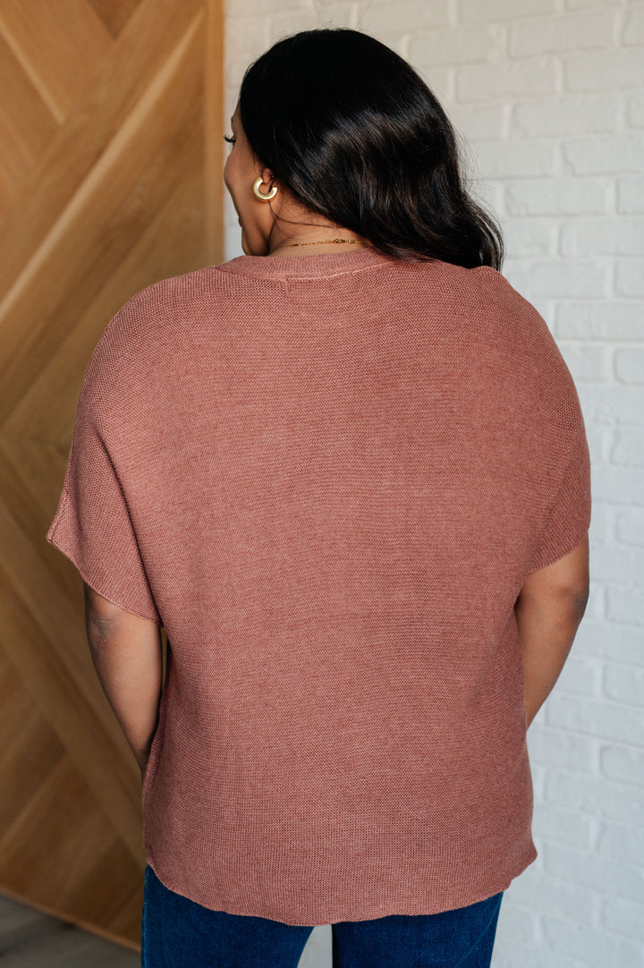 Relaxing Away Dolman Sleeve Knit Top in Coffee-100 Short Sleeve Tops-Inspired by Justeen-Women's Clothing Boutique