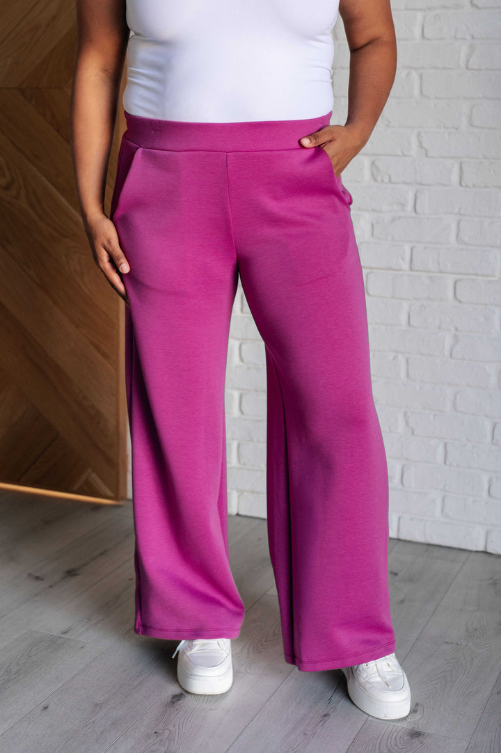 Resort Travel Wide Leg Crop Pant in Magenta-Pants-Inspired by Justeen-Women's Clothing Boutique