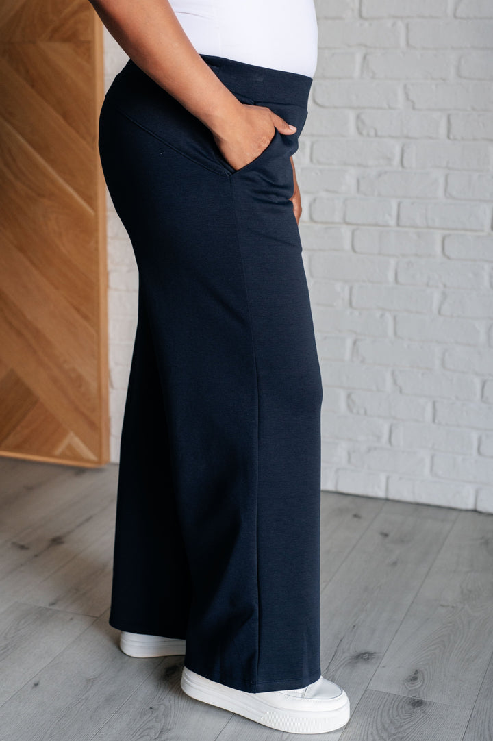 Resort Travel Wide Leg Crop Pant in Navy-Pants-Inspired by Justeen-Women's Clothing Boutique