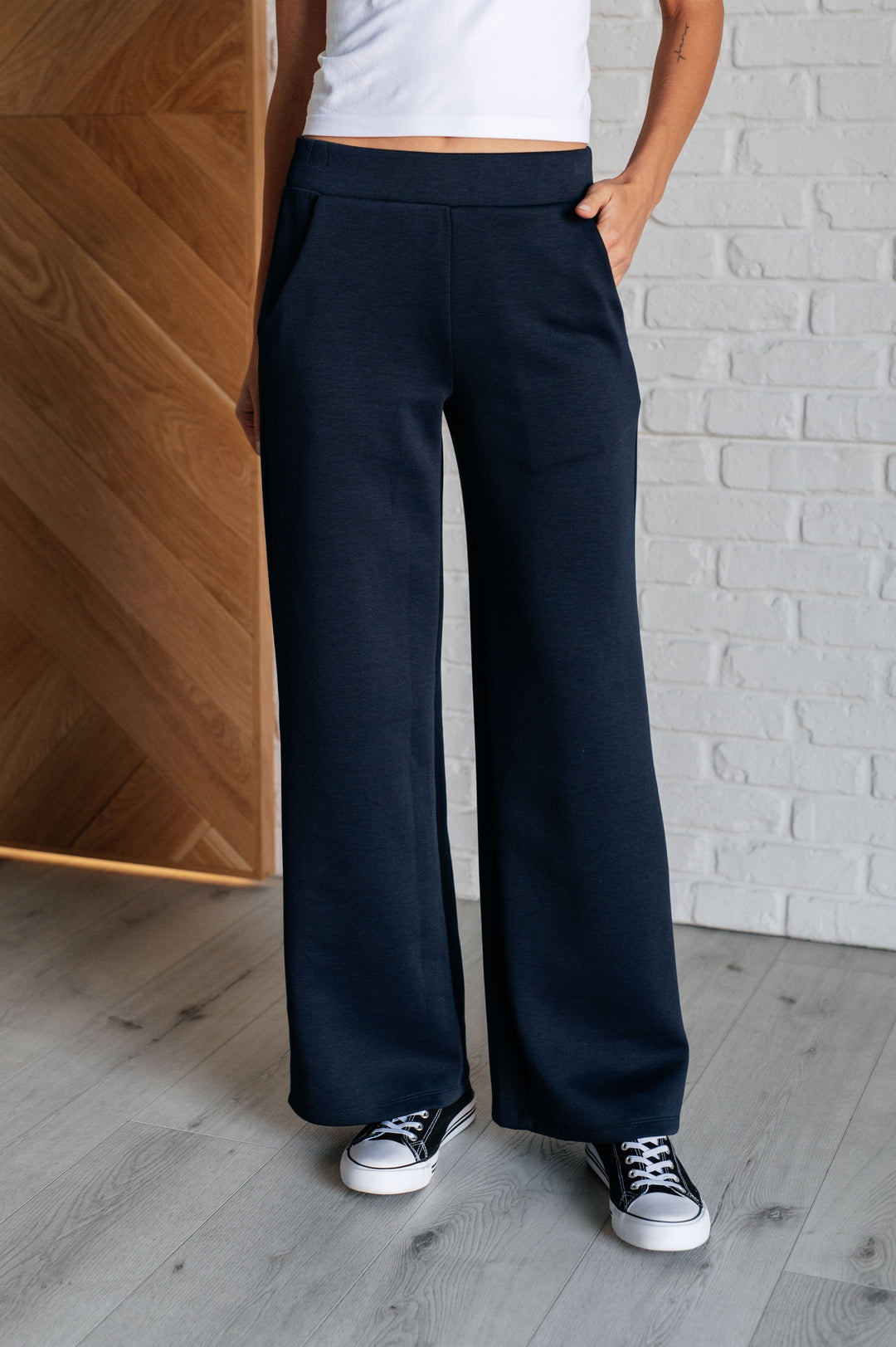 Resort Travel Wide Leg Crop Pant in Navy-Pants-Inspired by Justeen-Women's Clothing Boutique