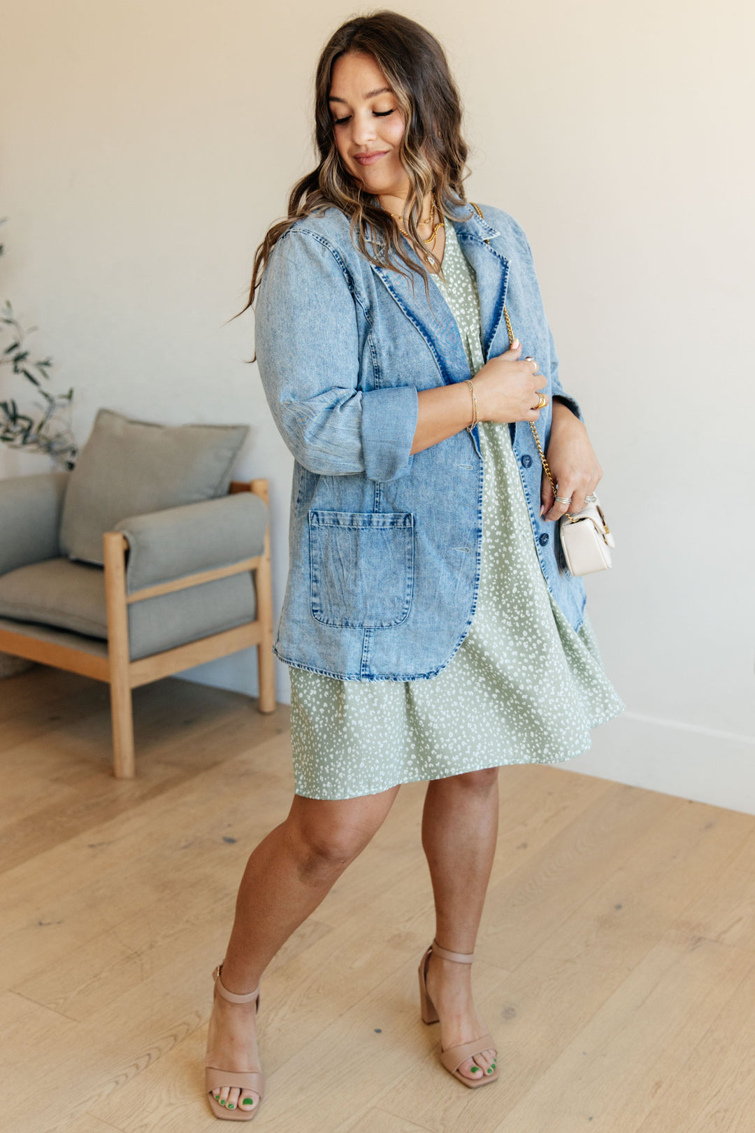 Business Brunch Denim Blazer-Outerwear-Inspired by Justeen-Women's Clothing Boutique