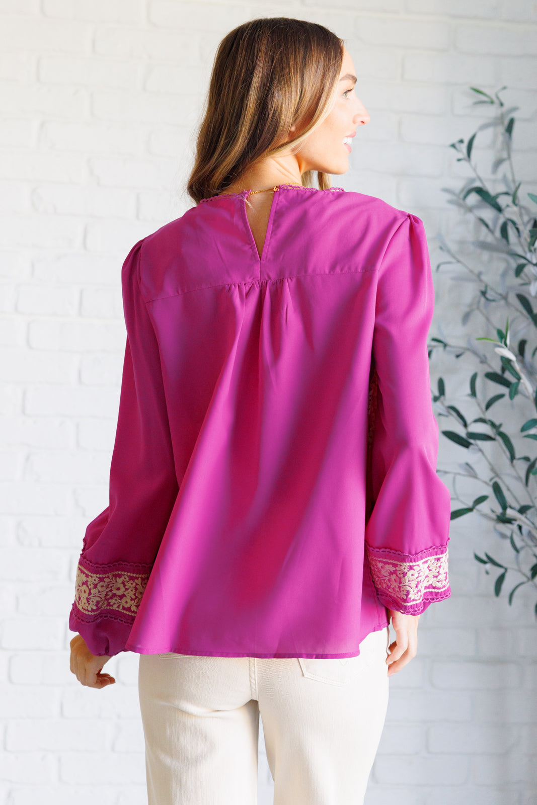 Rodeo Queen Embroidered Blouse-110 Long Sleeve Tops-Inspired by Justeen-Women's Clothing Boutique