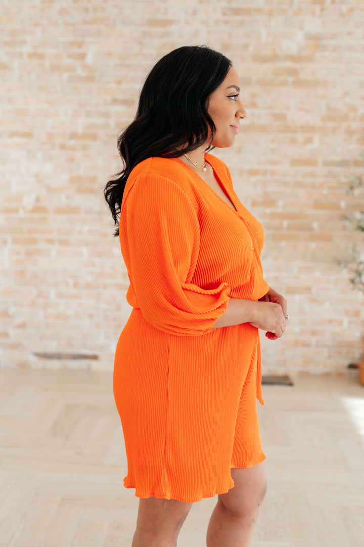 Roll With me Romper in Tangerine-Jumpsuits & Rompers-Inspired by Justeen-Women's Clothing Boutique