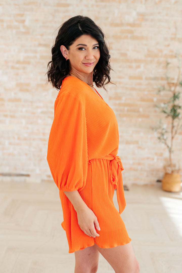 Roll With me Romper in Tangerine-Jumpsuits & Rompers-Inspired by Justeen-Women's Clothing Boutique