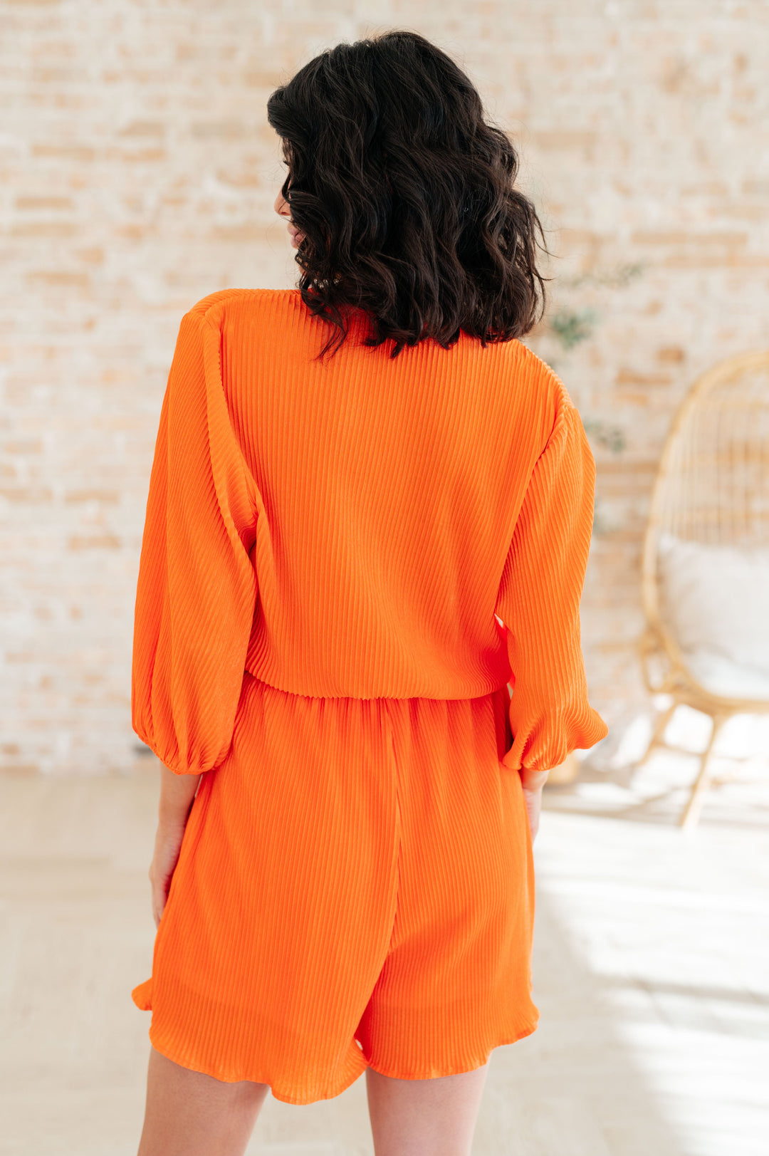 Roll With me Romper in Tangerine-Jumpsuits & Rompers-Inspired by Justeen-Women's Clothing Boutique