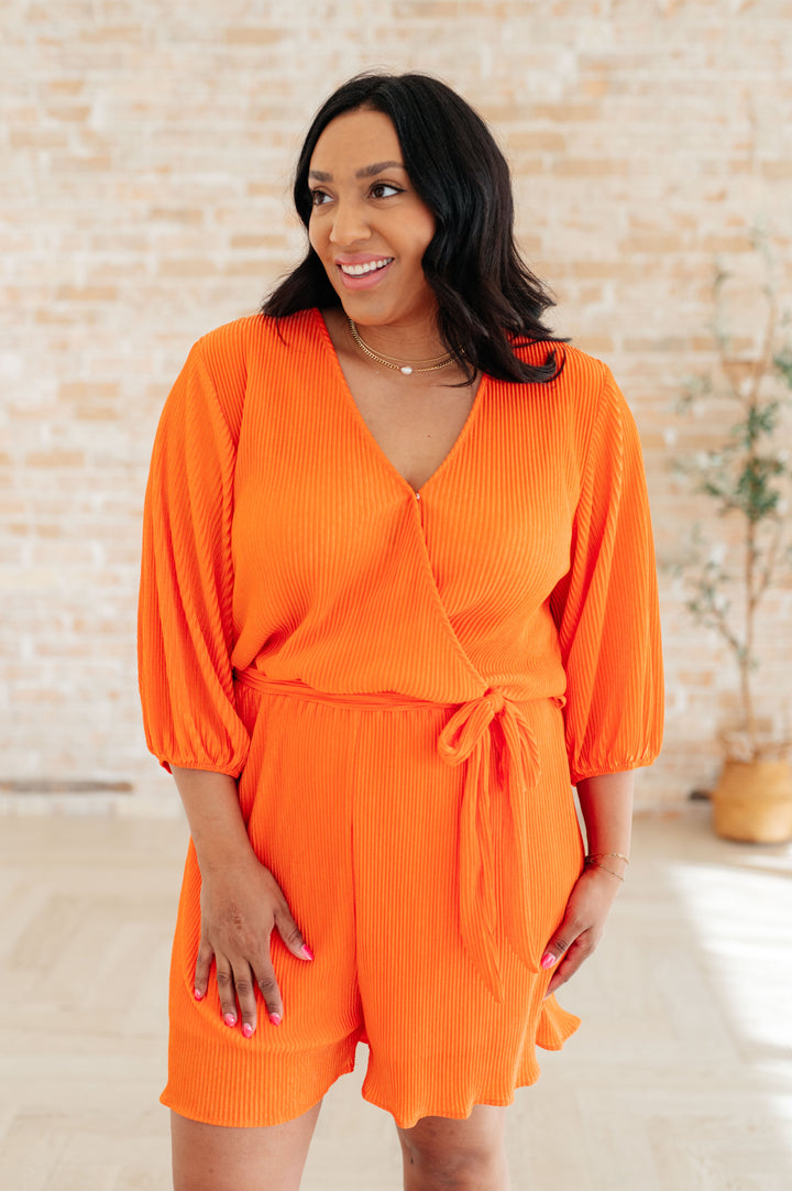 Roll With me Romper in Tangerine-Jumpsuits & Rompers-Inspired by Justeen-Women's Clothing Boutique