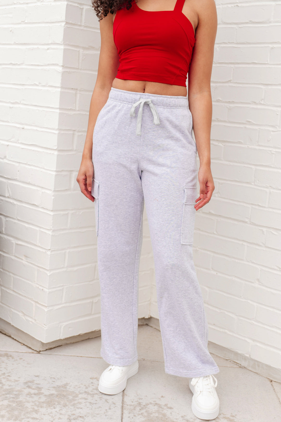 Run, Don't Walk Cargo Sweatpants in Grey-Pants-Inspired by Justeen-Women's Clothing Boutique