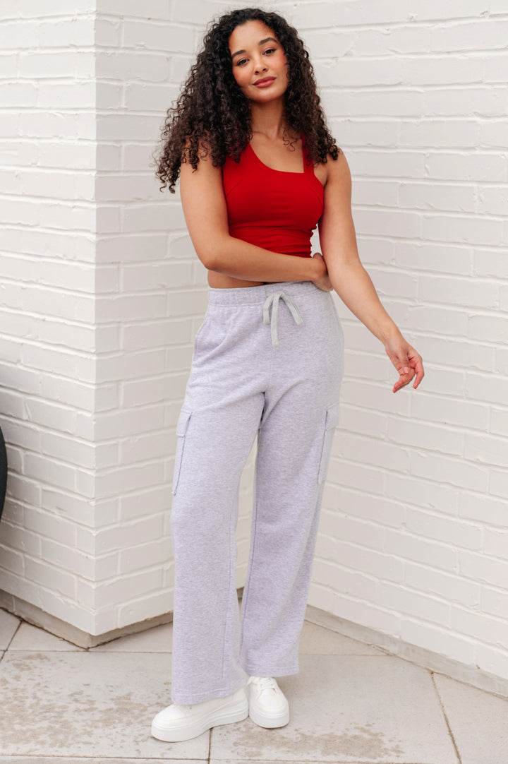 Run, Don't Walk Cargo Sweatpants in Grey-Pants-Inspired by Justeen-Women's Clothing Boutique