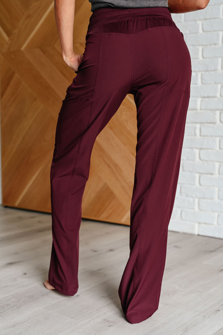 Runner's High Drawstring Joggers in Red Merlot-Pants-Inspired by Justeen-Women's Clothing Boutique