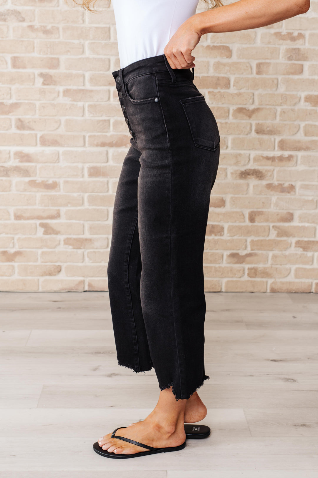 Ryan High Rise Button Fly Wide Leg Crop Jeans-Denim-Inspired by Justeen-Women's Clothing Boutique