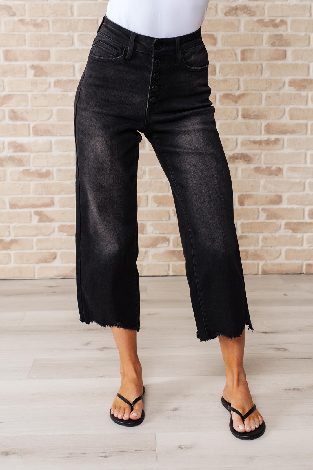 Ryan High Rise Button Fly Wide Leg Crop Jeans-Denim-Inspired by Justeen-Women's Clothing Boutique