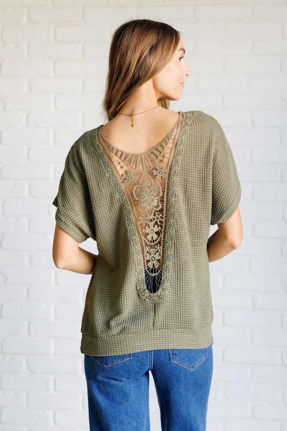 Secret Detail Lace Back Top-100 Short Sleeve Tops-Inspired by Justeen-Women's Clothing Boutique