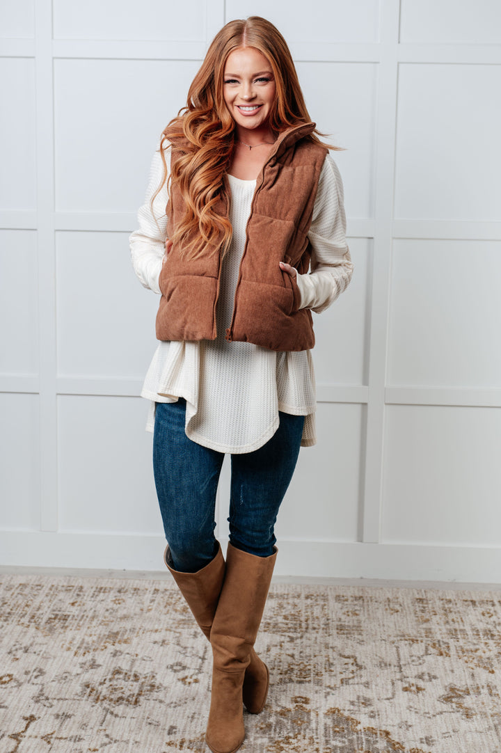 Set Me Up Corduroy Puffer Vest-Outerwear-Inspired by Justeen-Women's Clothing Boutique