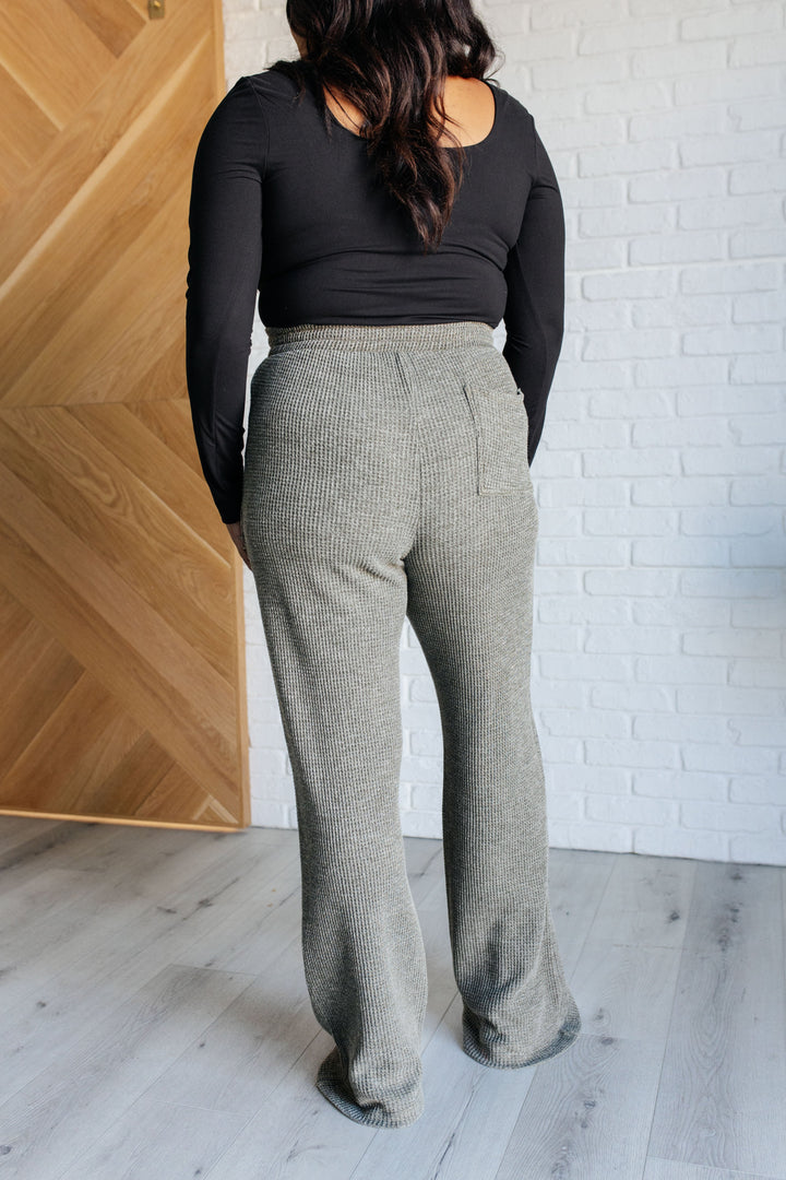 Set Process Mineral Wash Waffle Knit Pants in Olive-Pants-Inspired by Justeen-Women's Clothing Boutique