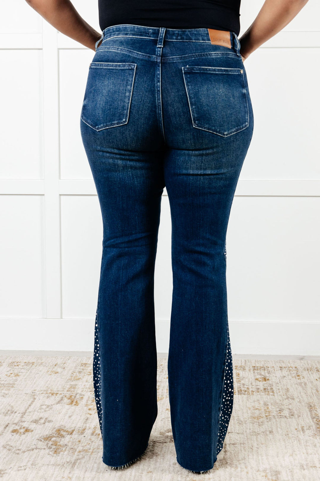 Shannon Mid Rise Rhinestone Detail Flare Jeans-Denim-Inspired by Justeen-Women's Clothing Boutique