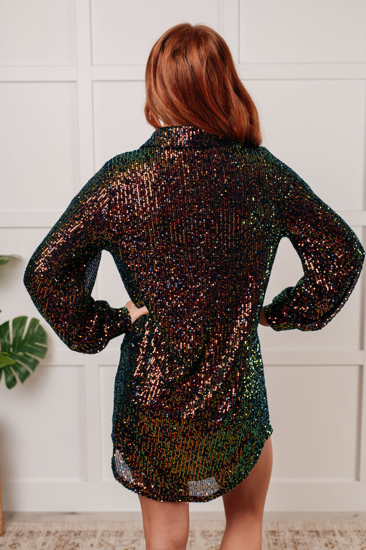 Shimmering Splendor Sequin Shirt Dress-Dresses-Inspired by Justeen-Women's Clothing Boutique