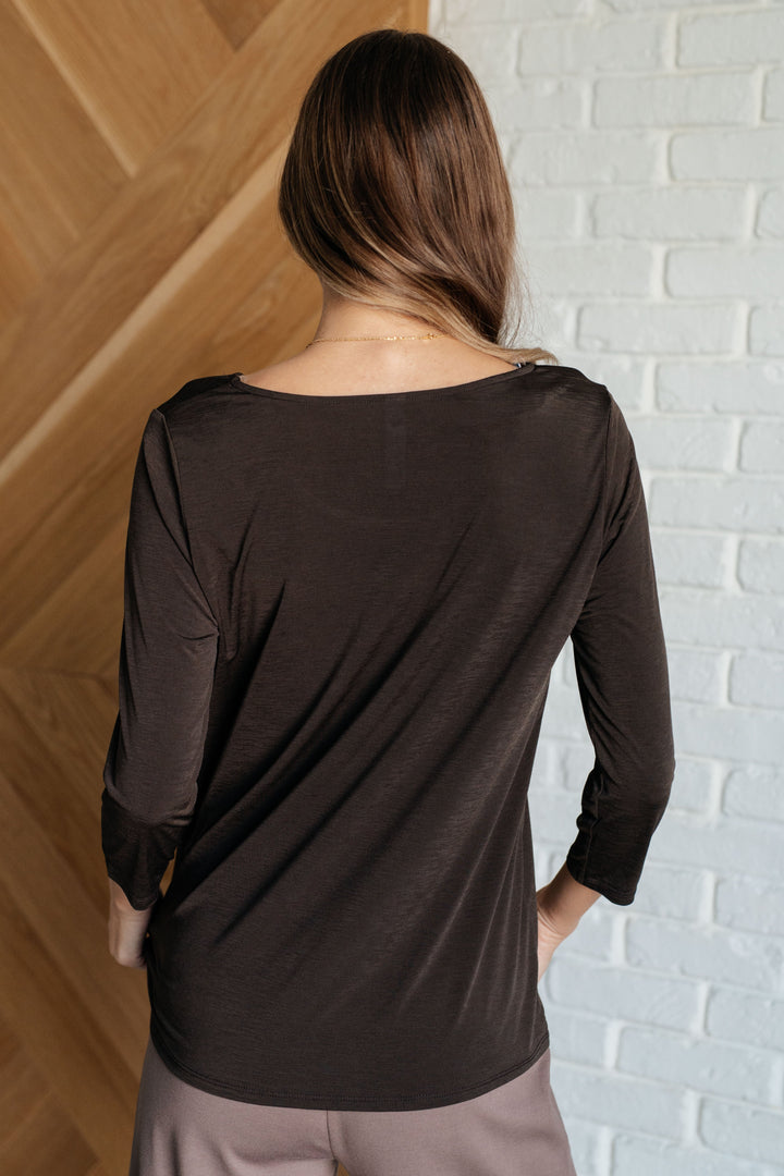 Signature Classic Round Neck Top in Chocolate-110 Long Sleeve Tops-Inspired by Justeen-Women's Clothing Boutique