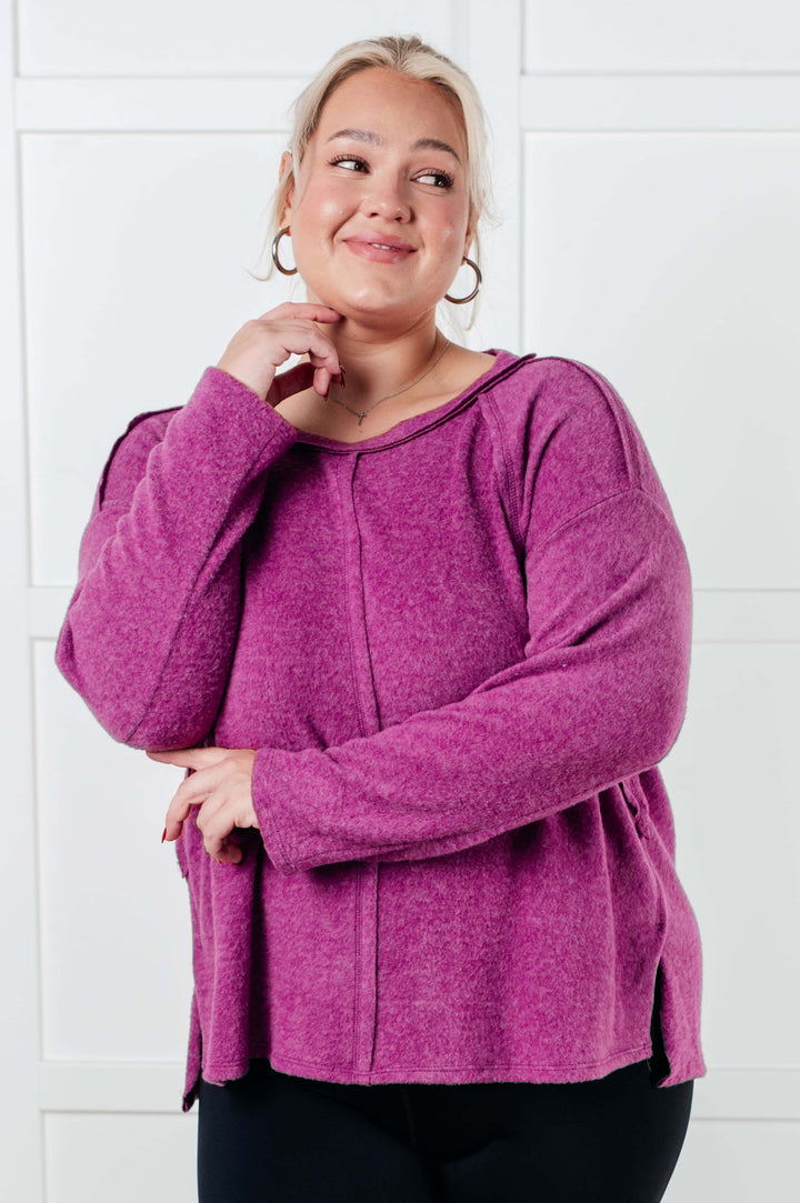 Simple Silhouette Brushed Hacci Sweater in Light Plum-Sweaters/Sweatshirts-Inspired by Justeen-Women's Clothing Boutique