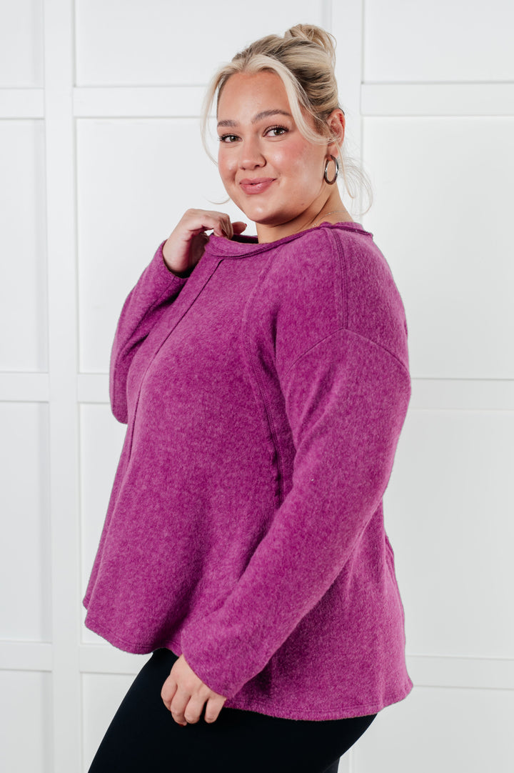 Simple Silhouette Brushed Hacci Sweater in Light Plum-Sweaters/Sweatshirts-Inspired by Justeen-Women's Clothing Boutique