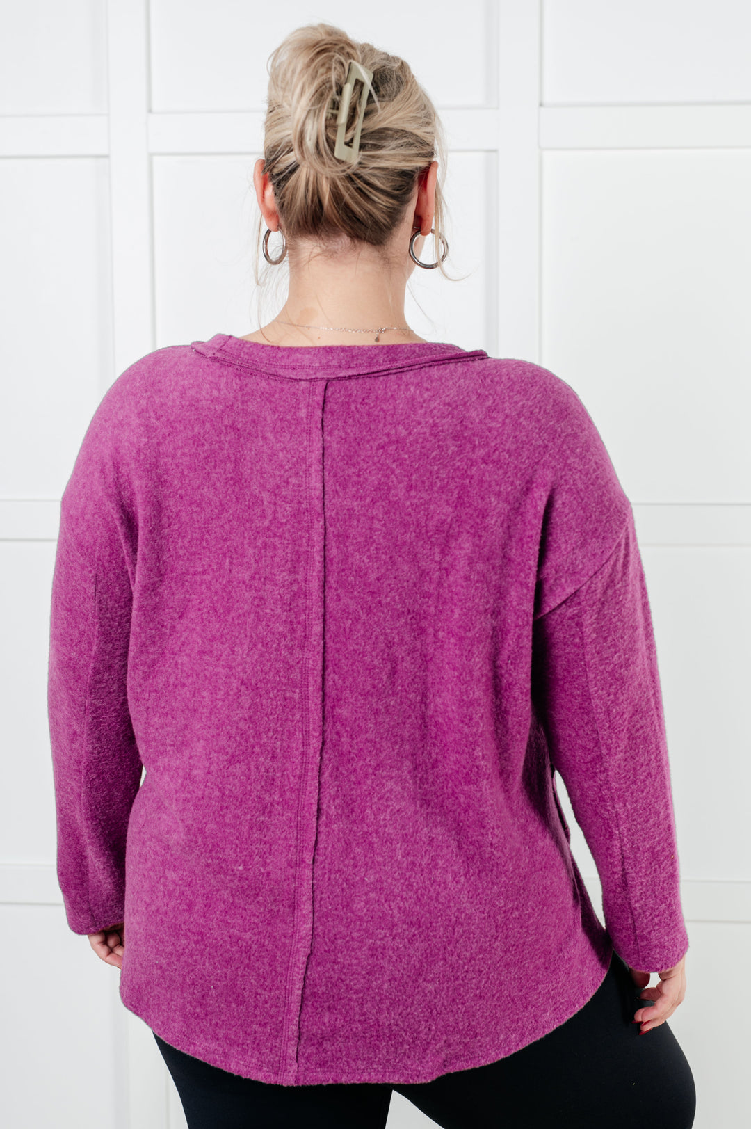 Simple Silhouette Brushed Hacci Sweater in Light Plum-Sweaters/Sweatshirts-Inspired by Justeen-Women's Clothing Boutique