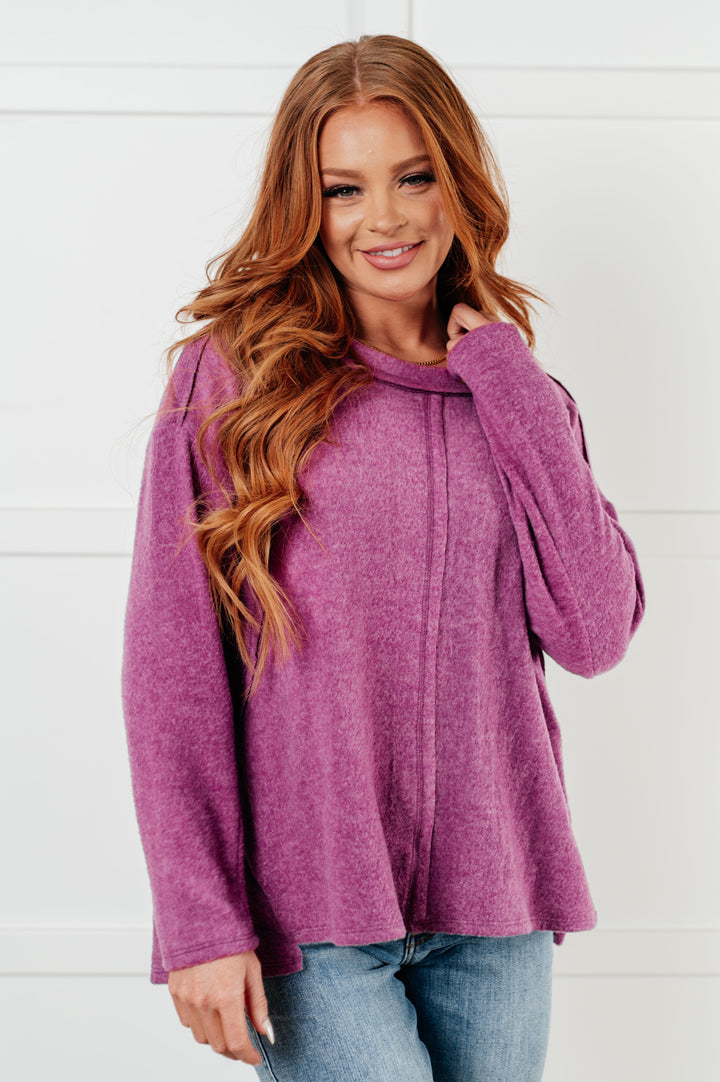 Simple Silhouette Brushed Hacci Sweater in Light Plum-Sweaters/Sweatshirts-Inspired by Justeen-Women's Clothing Boutique