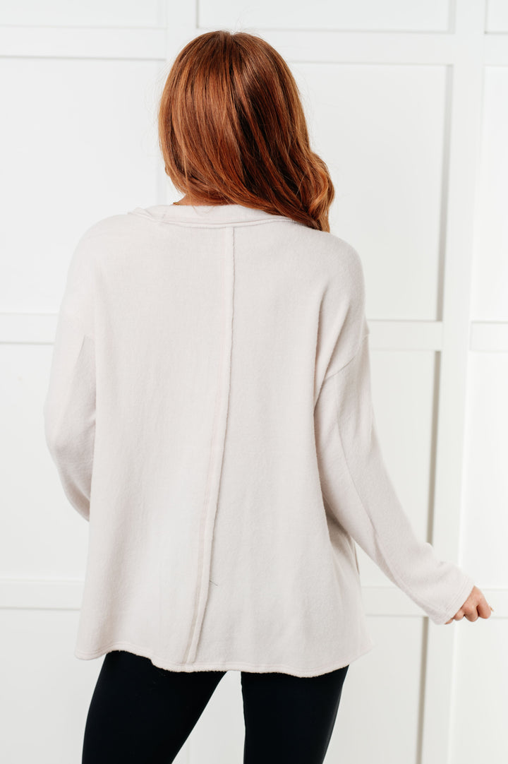 Simple Silhouette Brushed Hacci Sweater in Sand Beige-Sweaters/Sweatshirts-Inspired by Justeen-Women's Clothing Boutique