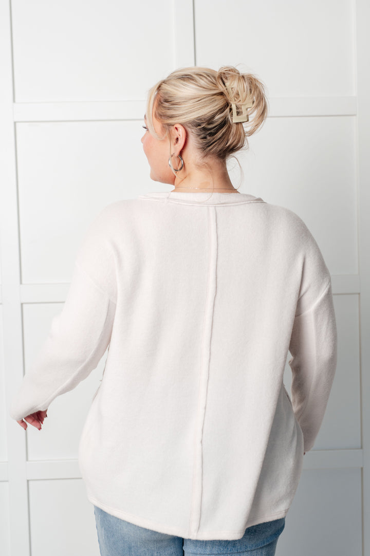 Simple Silhouette Brushed Hacci Sweater in Sand Beige-Sweaters/Sweatshirts-Inspired by Justeen-Women's Clothing Boutique