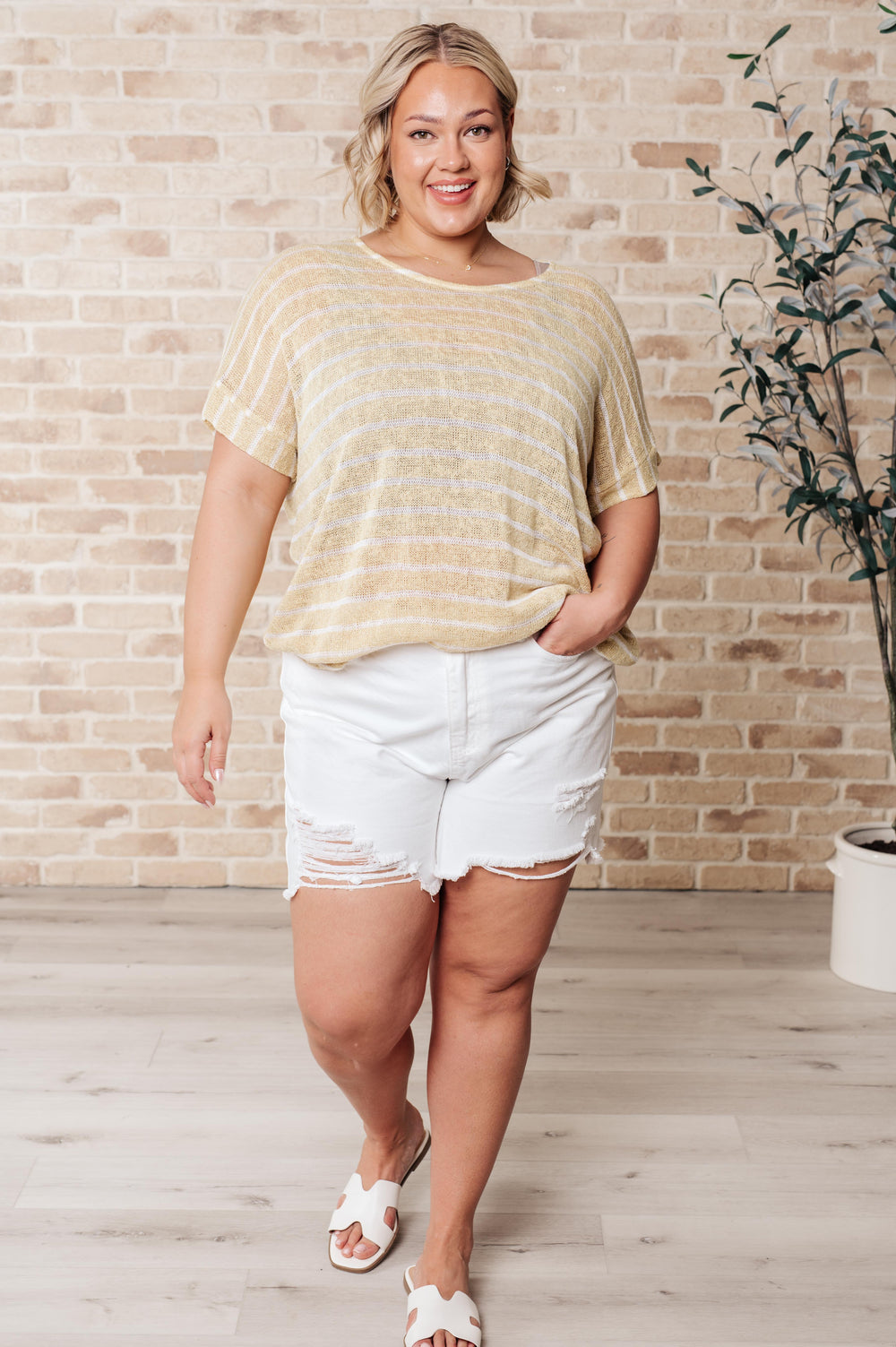 Simply Sweet Striped Top-Short Sleeve Tops-Inspired by Justeen-Women's Clothing Boutique