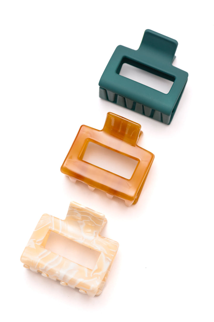 Small Square Claw Clip Set of 3-220 Beauty/Gift-Inspired by Justeen-Women's Clothing Boutique