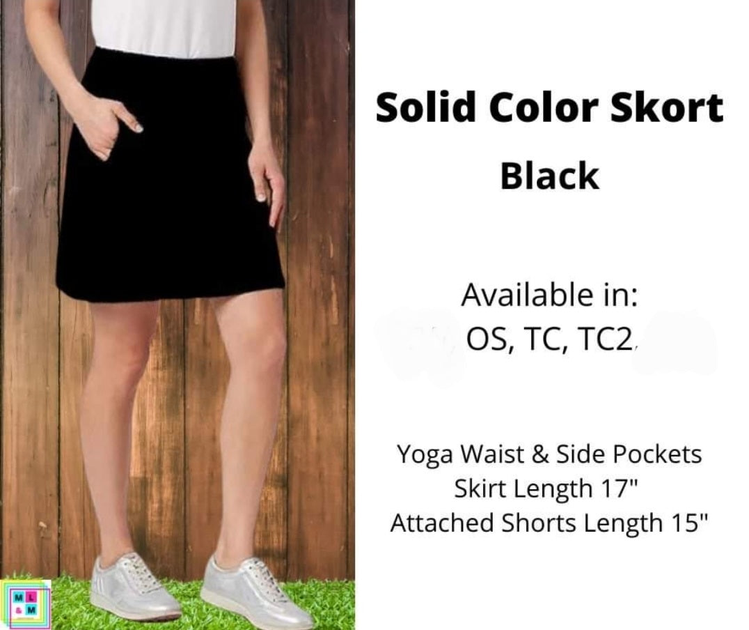Solid Black Skort-Skirts-Inspired by Justeen-Women's Clothing Boutique in Chicago, Illinois
