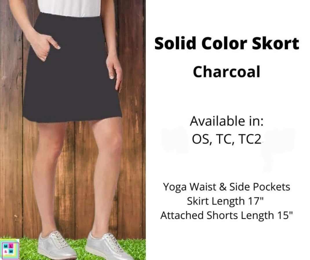 Solid Charcoal Skort-Leggings-Inspired by Justeen-Women's Clothing Boutique in Chicago, Illinois