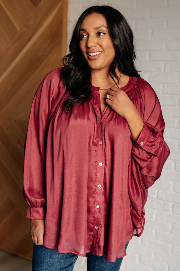 Smiles and Pouts Bat Sleeve Button Down-110 Long Sleeve Tops-Inspired by Justeen-Women's Clothing Boutique