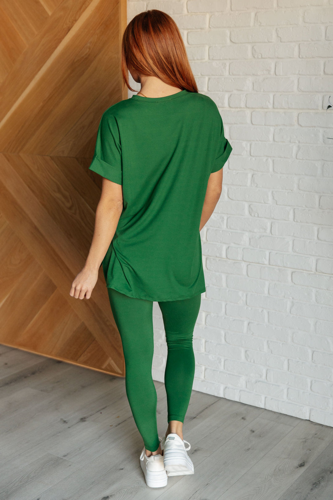 Soft Serve Brushed Microfiber Set in Dark Green-110 Long Sleeve Tops-Inspired by Justeen-Women's Clothing Boutique