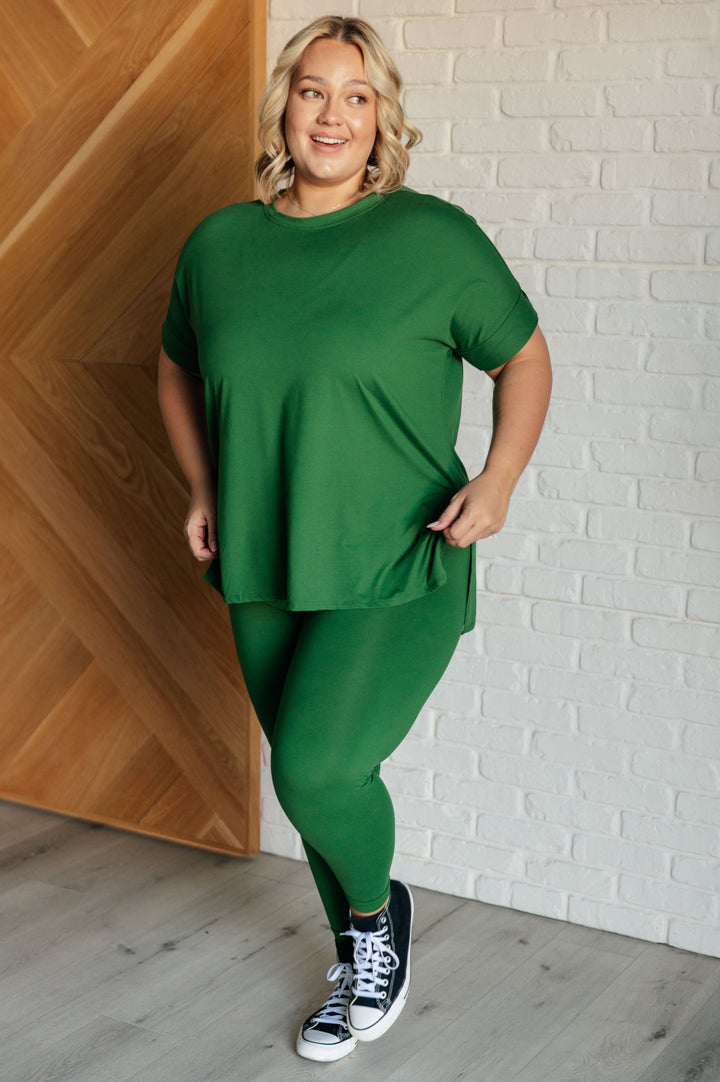 Soft Serve Brushed Microfiber Set in Dark Green-110 Long Sleeve Tops-Inspired by Justeen-Women's Clothing Boutique