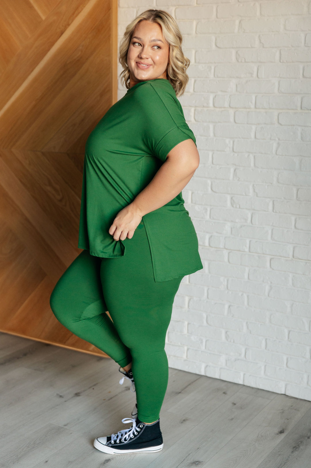 Soft Serve Brushed Microfiber Set in Dark Green-110 Long Sleeve Tops-Inspired by Justeen-Women's Clothing Boutique