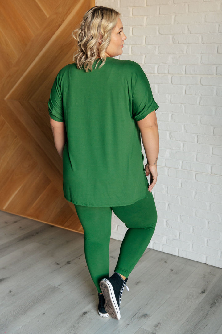 Soft Serve Brushed Microfiber Set in Dark Green-110 Long Sleeve Tops-Inspired by Justeen-Women's Clothing Boutique