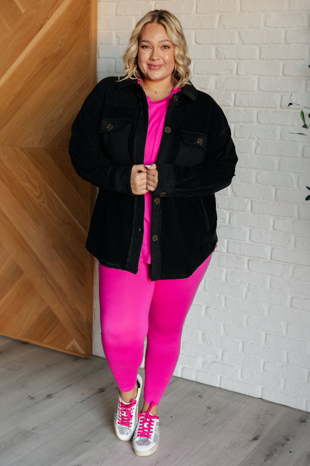 Soft Serve Brushed Microfiber Set in Neon Hot Pink-110 Long Sleeve Tops-Inspired by Justeen-Women's Clothing Boutique