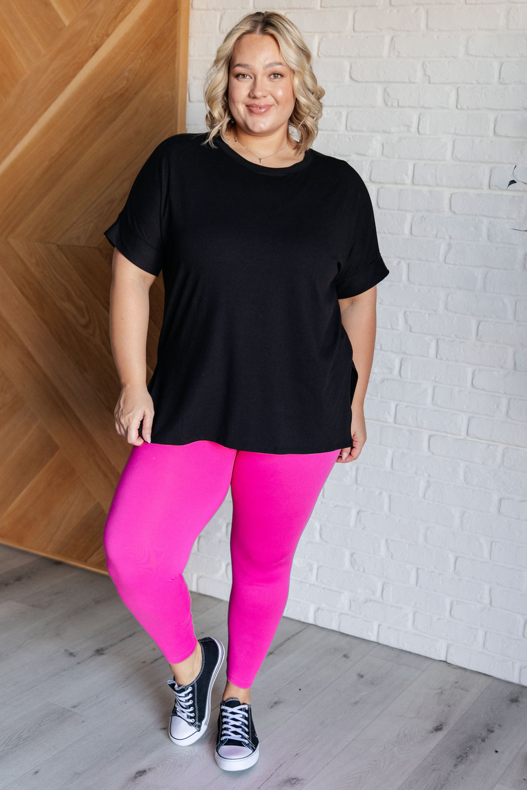 Soft Serve Brushed Microfiber Set in Neon Hot Pink-110 Long Sleeve Tops-Inspired by Justeen-Women's Clothing Boutique