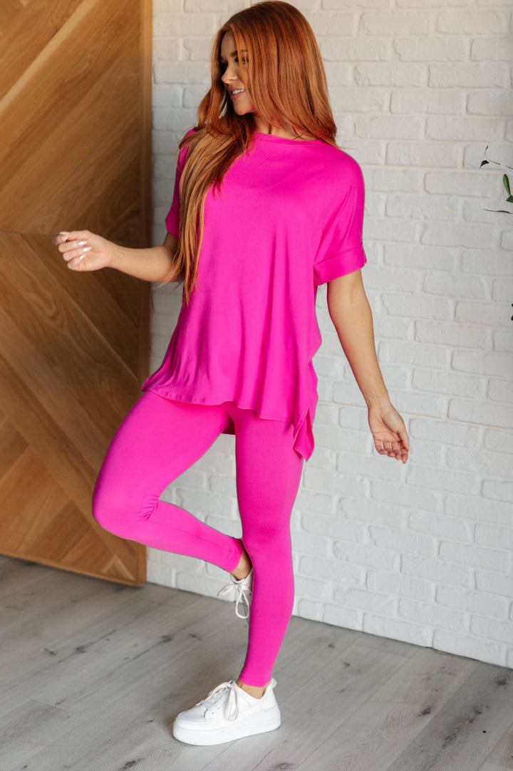 Soft Serve Brushed Microfiber Set in Neon Hot Pink-110 Long Sleeve Tops-Inspired by Justeen-Women's Clothing Boutique