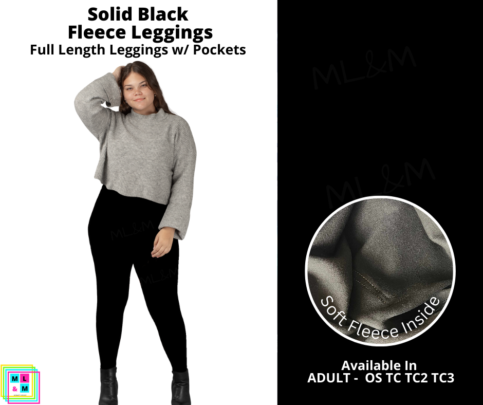 Solid Black Fleece Leggings-Fleece Leggings-Inspired by Justeen-Women's Clothing Boutique in Chicago, Illinois