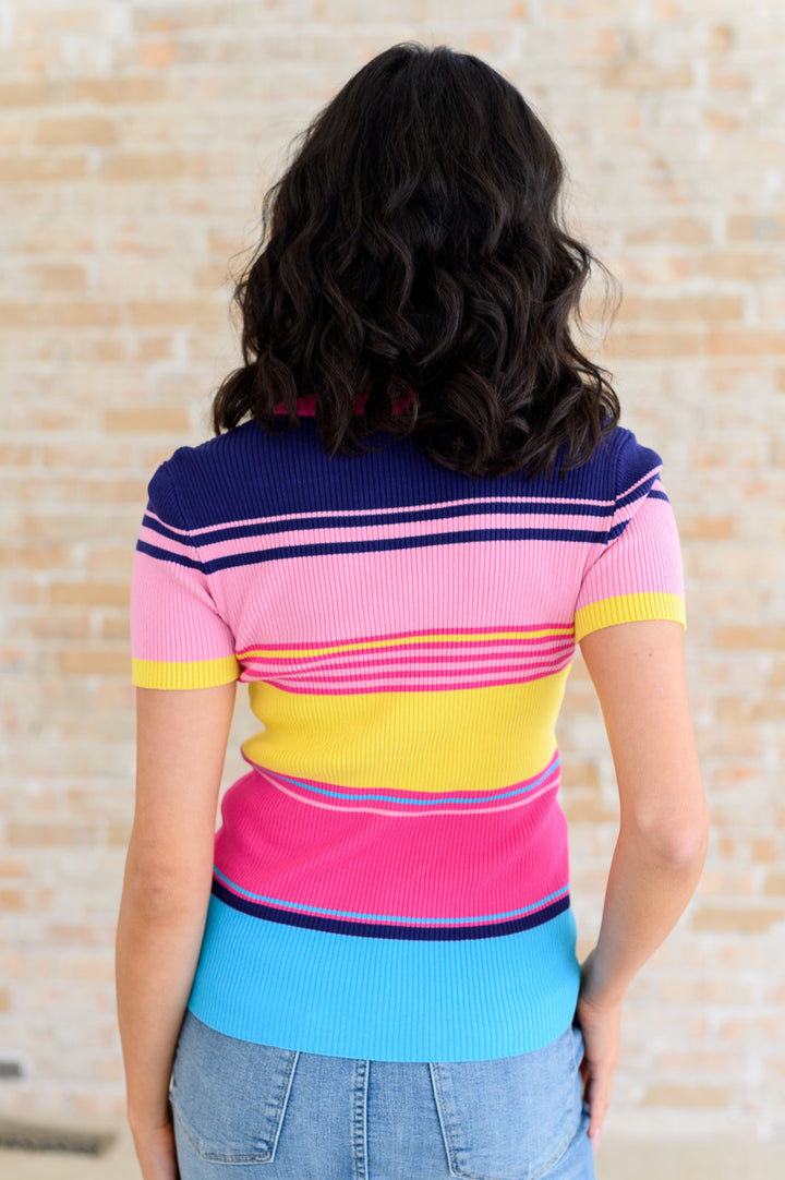 Sounds Great Striped Top-Short Sleeve Tops-Inspired by Justeen-Women's Clothing Boutique