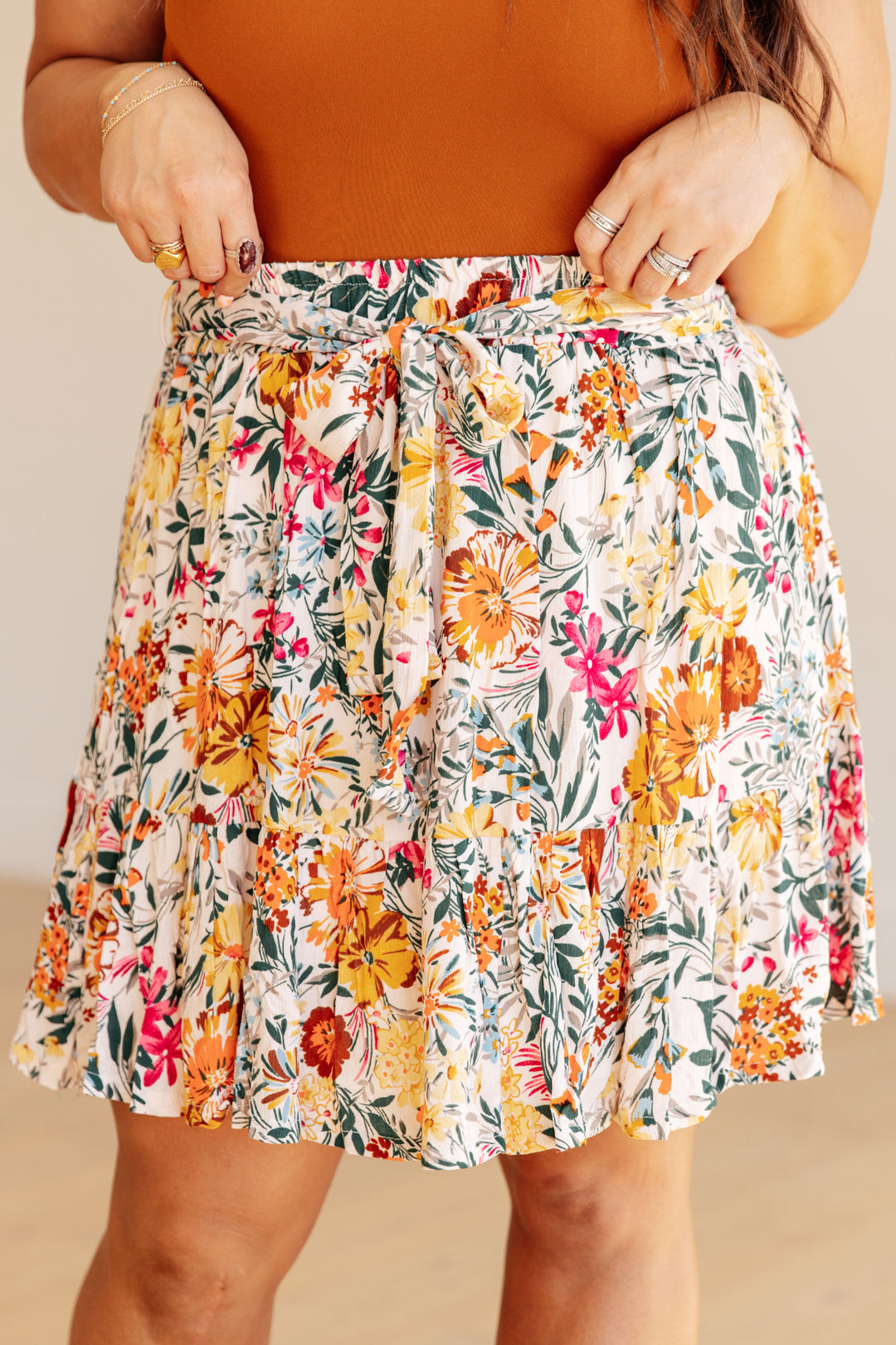 Spring Fields Floral Skirt-Skirts-Inspired by Justeen-Women's Clothing Boutique in Chicago, Illinois