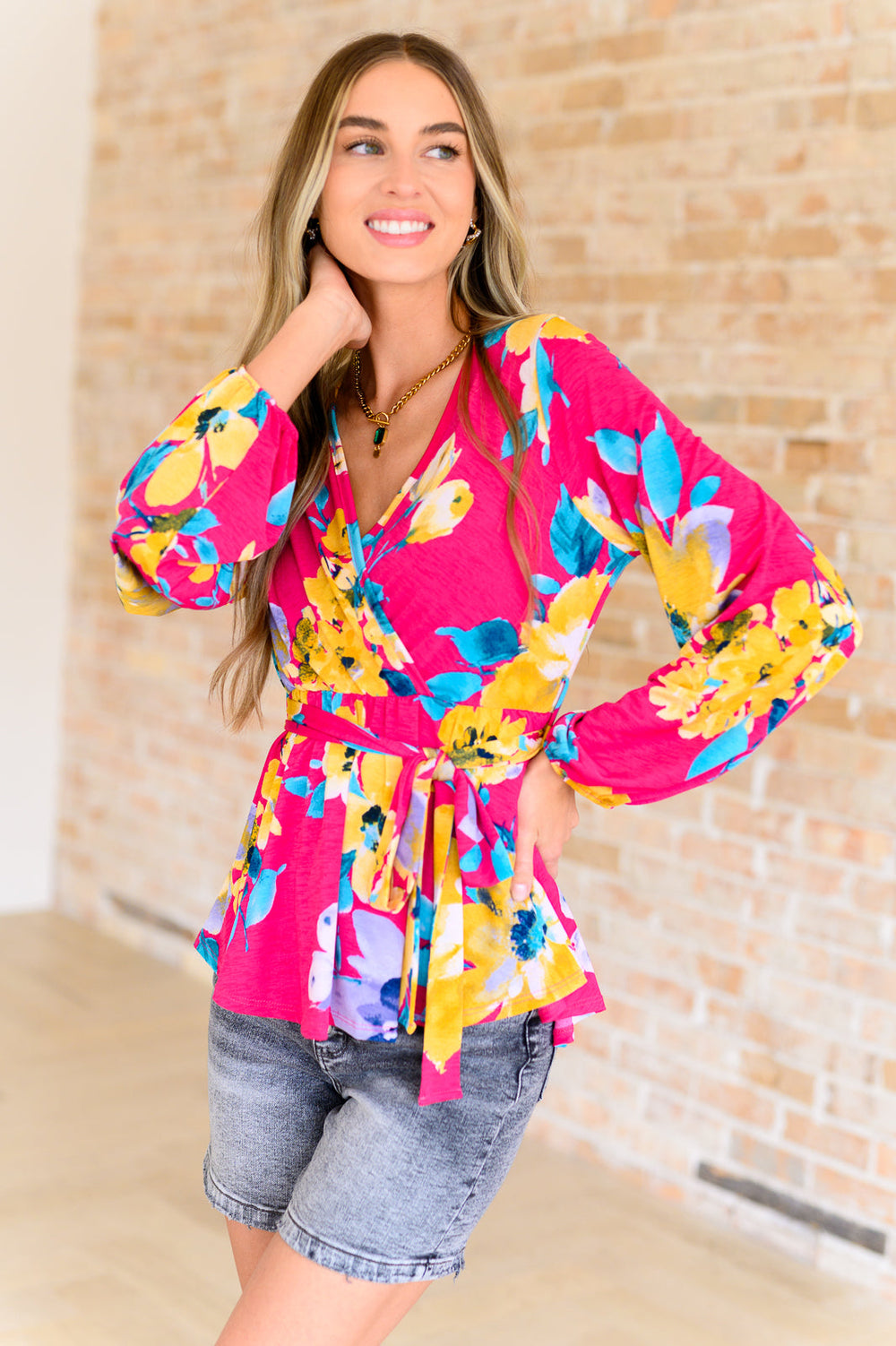 Spring to Be Sprung V-Neck Floral Blouse-110 Long Sleeve Tops-Inspired by Justeen-Women's Clothing Boutique