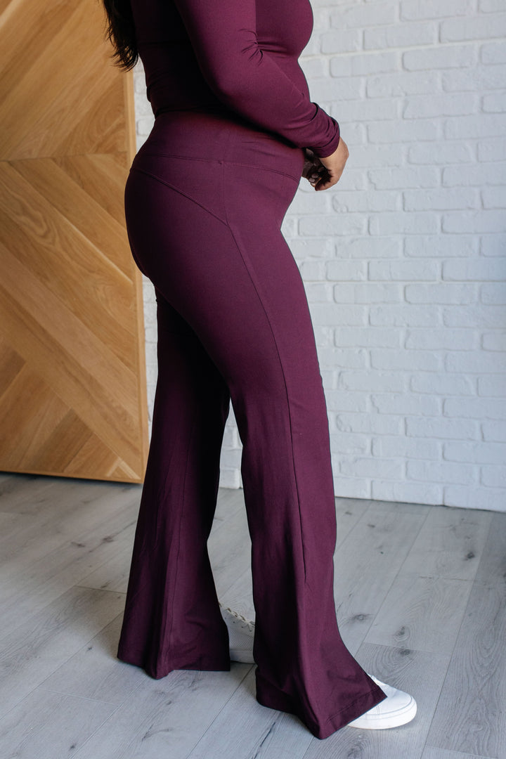 Stamina Stride Flare Leggings in Cassis-Leggings-Inspired by Justeen-Women's Clothing Boutique