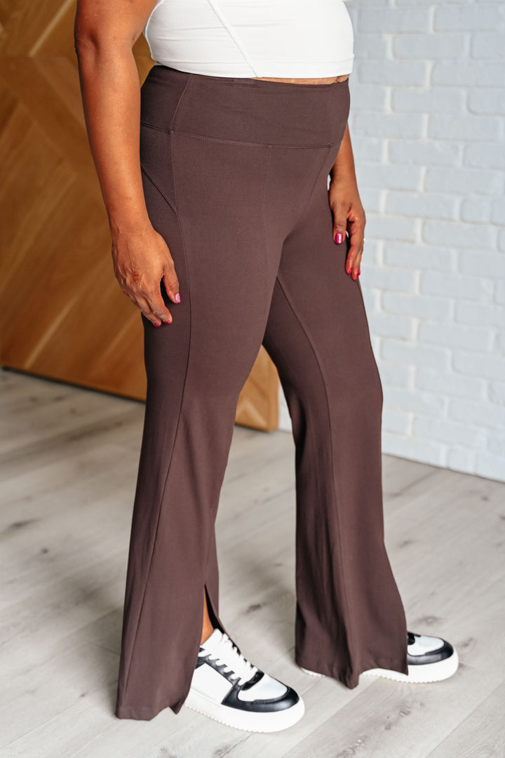 Stamina Stride Flare Leggings in Espresso-Leggings-Inspired by Justeen-Women's Clothing Boutique