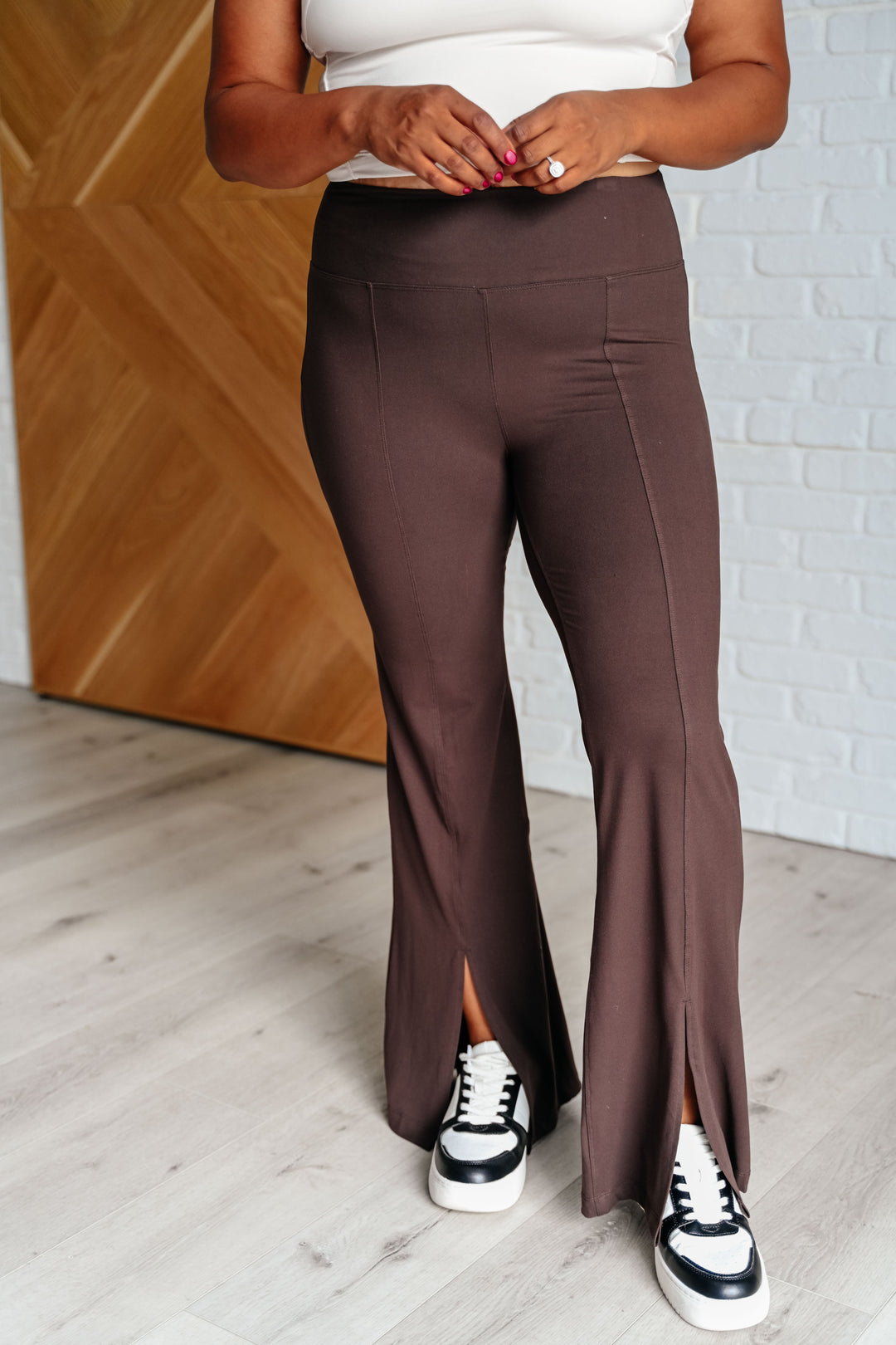 Stamina Stride Flare Leggings in Espresso-Leggings-Inspired by Justeen-Women's Clothing Boutique