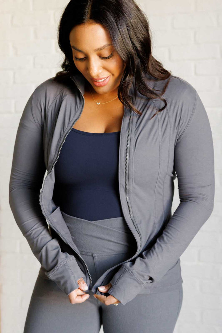 Staying Swift Activewear Jacket in Titanium-Outerwear-Inspired by Justeen-Women's Clothing Boutique