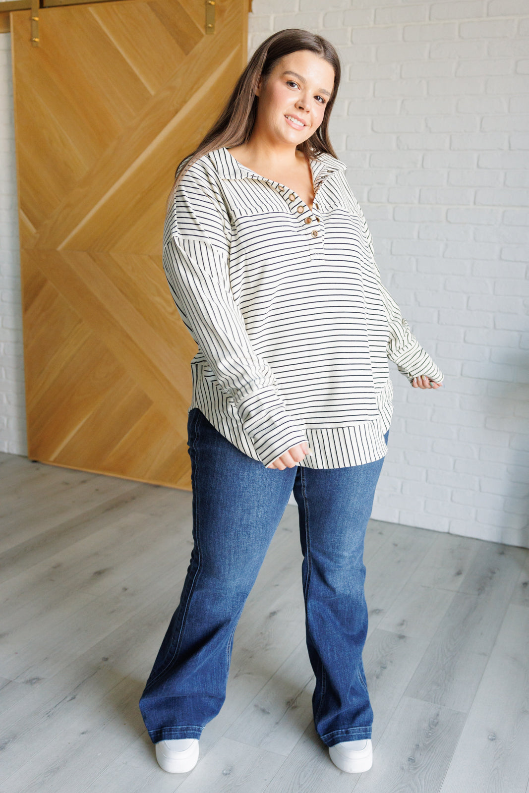 Striped Serendipity Pullover-Sweaters/Sweatshirts-Inspired by Justeen-Women's Clothing Boutique