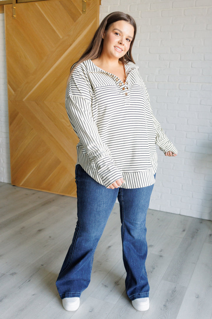 Striped Serendipity Pullover-Sweaters/Sweatshirts-Inspired by Justeen-Women's Clothing Boutique